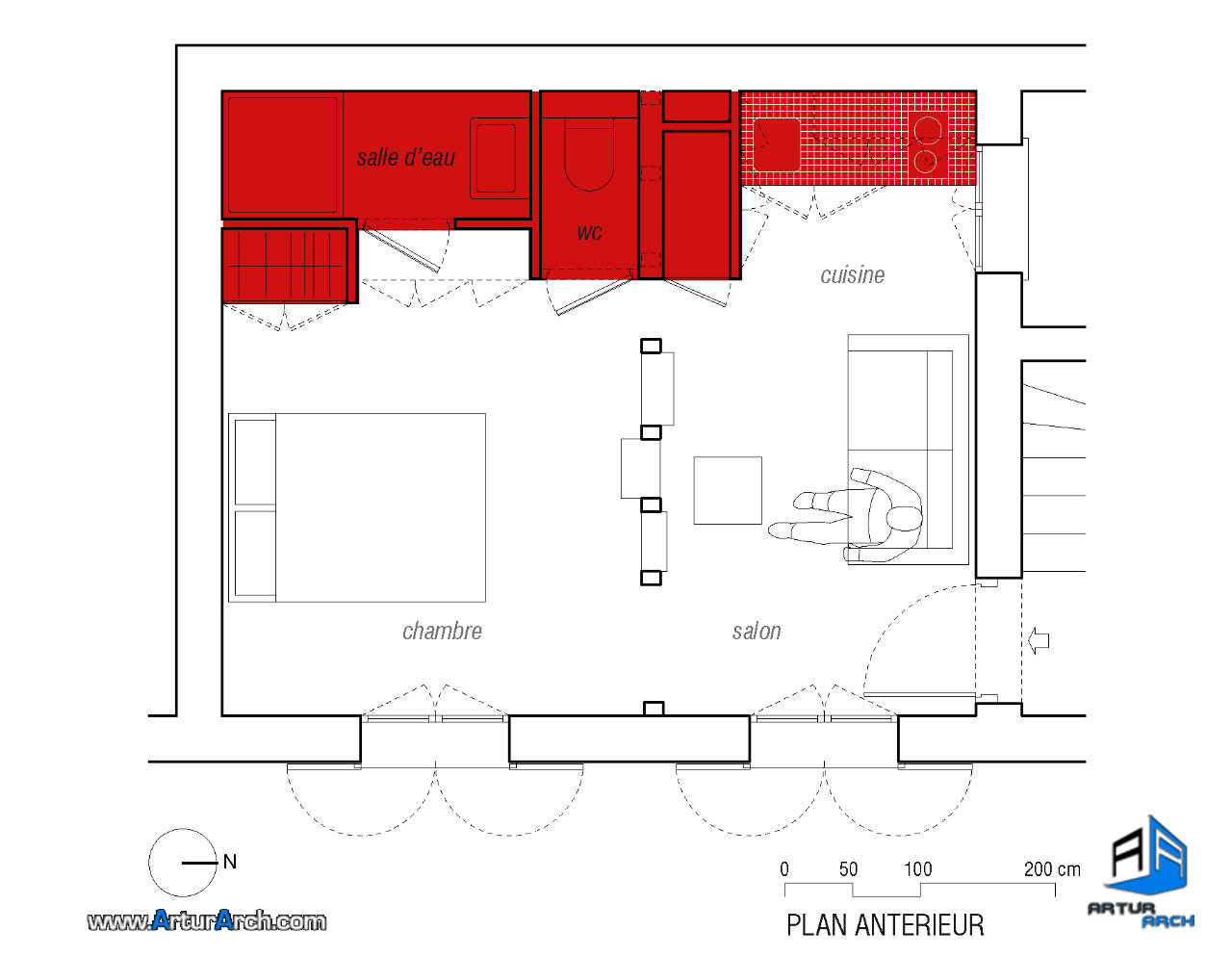 معماری داخلی آپارتمان Montmartre -swan-gpd-extrusi-plan