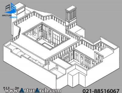 asadollah_mazar_gerami_house_yazd_3d_tri_dimensional_projection_400